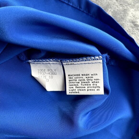 VTG Sophisticates by Pendelton 80's Tie Blouse Blue Size 10 Quiet Luxury - Picture 6 of 8